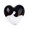 Handmade Lampwork Beads, Heart, Two Tone, Coconut Brown, 19~20.5x20~20.5x11~12.5mm, Hole: 1.5~2.5mm