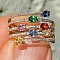Oval Alloy Micro Pave Colorful Cubic Zirconia Finger Rings, Golden, 14.1mm,US Size 7(17.3mm)