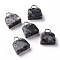 Natural Larvikite Brass Pendants, Platinum, Bag, 27.5x25x10mm, Hole: 6mm