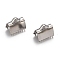 Tarnish Resistant 304 Stainless Steel Ribbon Clamp Ends, Stainless Steel Color, 10x11mm, Hole: 2x4mm