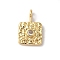 Rack Plating Brass Clear Cubic Zirconia Pendants, Long-Lasting Plated, Lead Free & Cadmium Free, Square, Real 18K Gold Plated, 16x10x4mm, Hole: 1.8mm