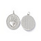 Rack Plating Brass Pendants, Long-Lasting Plated, Lead Free & Cadmium Free, with Jump Ring, Flat Round with Heart & Cross Charm, Platinum, 25x20x4mm, Hole: 3mm