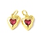 Brass Micro Pave Cubic Zirconia Pendants, Heart Charms, Rack Plating, Lasting Plated, Cadmium Free & Lead Free, with Jump Ring, Crimson, 12.5x10.5x3.5mm, Hole: 4.5mm