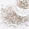 Plated Glass Bugle Beads, Metallic Colours, Floral White, 4~5x2mm, Hole: 1mm, about 14000pcs/Pound
