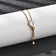 304 нержавеющая сталь кристалл горный хрусталь сердце коробка цепь лариат ожерелья для женщин NJEW-B131-03G-1