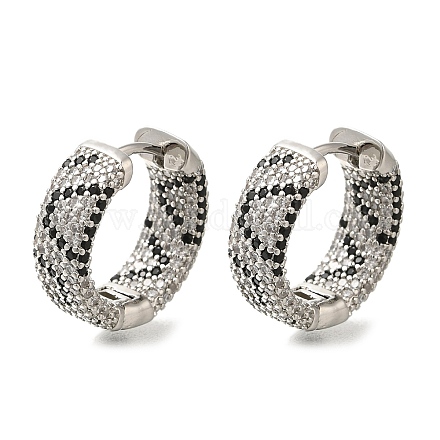 Серьги-кольца из латуни с микропаве из кубического циркония EJEW-H016-23P-1