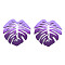 Spray Painted Iron Pendants, Tropical Leaf, Purple, 46x44x4.5mm, Hole: 1.6mm