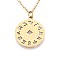 201 Stainless Steel Pendant Necklaces, with Cable Chains, Flat Round with Constellations, Golden, 17.32x0.06 inch(44x0.15cm)
