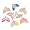 Printed Gradient Color Translucent Acrylic  Pendants, Golden Metal Enlaced, Fishtail, Mixed Color, 24.5x29.5x4mm, Hole: 1.4mm