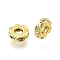 Brass Micro Pave Clear Cubic Zirconia Beads, Rack Plating, Long-Lasting Plated, Lead Free & Cadmium Free, Flat Round, Golden, 7.5x2.5mm, Hole: 2.5mm