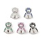 Brass Micro Pave Cubic Zirconia Slide Charms, Long-Lasting Plated, Bear, Platinum, 12.5x9.5x5.5mm, Hole: 2x10mm