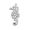 Sea Horse Brass ABS Imitation Pearl Pendants, Rack Plating, Long-Lasting Plated, Cadmium Free & Lead Free, Platinum, 32x14x6mm, Hole: 1.2mm