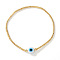 1Pc Glass Seed Beads Stretch Bracelets, Lampwork Evil Eye Jewelry for Women, Gold, Inner Diameter: 6-7/8 inch(17.5cm)