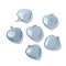 Natural White Jade Pendants, with Platinum Tone Brass Findings, Heart, Imitation Aquamarine, 27~28x24.5~26x6~8.5mm, Hole: 2.4x5.6mm
