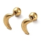 Ion Plating(IP) 304 Stainless Steel Earrings, with Removable 201 Stainless Steel Bead, Moon Ear Stud for Women, Real 18K Gold Plated, 7.5x5mm