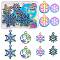 12Pcs 6 Style Rainbow Color Alloy Pendants, Christmas Snowflake, 14~34x11.5~30x1.5mm, Hole: 1.5~2mm, 2pcs/style