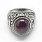 Alloy Resin Finger Rings, Wide Band Rings, Size 10, Antique Silver, 20mm