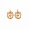 Brass Charms, Nickel Free, Oval with Dangling Cross, Real 18K Gold Plated, 13.5x9.5x2mm, Hole: 1.2mm