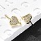 Heart Brass Micro Pave Cubic Zirconia Ear Studs, Long-Lasting Plated, Lead Free & Cadmium Free, Rack Plating, Real 18K Gold Plated, 10x8mm
