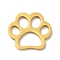 PVD Vacuum Plating 201 Stainless Steel Charms, Laser Cut, Dog Paw Print Charm, Real 18K Gold Plated, 11x12x1mm, Hole: 2~2.5x3~3.5mm