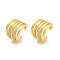 Rack Plating Brass with Clear Cubic Zirconia Multi Lines Cuff Earrings, Long-Lasting Plated, Lead Free & Cadmium Free, Real 18K Gold Plated, 11.5x12.5x10.5mm