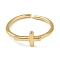 Brass Cuff Rings, Open Rings, Long-Lasting Plated, Cross, Golden, US Size 6(16.5mm)