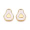 304 Stainless Steel Pendants, with Enamel, Pear Charm, Real 18K Gold Plated, Ion Plating(IP), Floral White, 20.5x16x1.5mm, Hole: 0.8~0.9mm