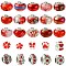 50Pcs Resin European Beads, Large Hole Beads, Rondelle, Mixed Styles, FireBrick, 8.5~13.5x10~14x6.5~9mm, Hole: 5~6mm