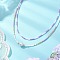Glass Beaded Double Layer Necklaces, Natural Cultured Freshwater Pearl Potato Pendant Necklaces for Women, with 304 Stainless Steel Lobster Claw Clasps, Golden, Lilac, 15.35 inch(39cm)