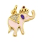 Brass Micro Pave Clear Cubic Zirconia Pendants, with Enamel, Cadmium Free & Nickel Free & Lead Free, Real 18K Gold Plated, Elephant, Lavender Blush, 15x17x2mm, Hole: 3mm