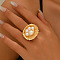 Shell Shape Zinc Alloy with Plastic Pearl Finger Rings, Golden, Inner Diameter: 18mm