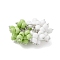Glass Seed Beaded Grape Pendants, with 304 Stainless Steel Jump Ring, Two Tone, Green, 15x30x22mm, Hole: 5mm
