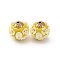 Handmade Resin Indonesia Round Beads, with Alloy Findings, Round with Flower, Yellow, 17x17.5x17mm, Hole: 1.8mm