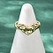 Brass Adjustable Open Cuff Rings, Cadmium Free & Lead Free, Heart, Real 18K Gold Plated, 9.5x17.5mm