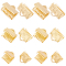 60Pcs 3 Size Long-Lasting Plated Brass Ribbon Ends, Rectangle, Real 18K Gold Plated, 7x6~10mm, Hole: 1x2.5mm, 20Pcs/size