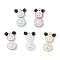 Glass Seed Beaded Snowman Pendants, with 304 Stainless Steel Jump Ring & Glass Pearl Round Beads, Mixed Color, 28x19x10mm, Hole: 2.5mm