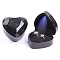 Glitter Heart Shaped Plastic Couple Ring Storage Boxes, Jewelry Ring Gift Case with Velvet Inside and LED Light, Black, 7.15x6.4x4.35cm