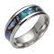 201 Stainless Steel Wide Band Finger Rings, with Shell, Stainless Steel Color, US Size 10 1/4(19.9mm)