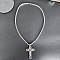 Gothic Style Cross 304 Stainless Steel Black Enamel Pendant Byzantine Chain Necklaces for Men, Stainless Steel Color, 21.65 inch(55cm)