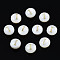 Natural Freshwater Shell Beads, with Golden Plated Brass Etched Metal Embellishments, Flat Round with Letter, Seashell Color, Letter.I, 6x4mm, Hole: 0.8mm