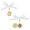 Brass Locket Pendants, with Plastic Beads and Satin Ribbon, Flat Round, Golden, 65mm, 2pcs/set