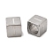 304 Stainless Steel European Beads, Large Hole Beads, Cube with Letter, Letter I, 7x7x7mm, Hole: 5.5mm