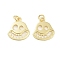 Rack Plating Brass Pendants, Long-Lasting Plated, Cadmium Free & Lead Free, with Jump Ring, Skull, Real 18K Gold Plated, 17.5x16x1.5mm, Hole: 3.5mm