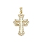 Brass Micro Pave Cubic Zirconia Pendants, Cross, Long-Lasting Plated, Lead Free & Cadmium Free, Rack Plating, Real 18K Gold Plated, 30.5x20x2mm, Hole: 5.5x4mm