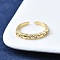 Brass Micro Pave Clear Cubic Zirconia Open Cuff Rings for Women, Cadmium Free & Lead Free, Flat Round, Real 16K Gold Plated, Inner Diameter: US Size 7 1/4(17.5mm)