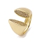 Brass Adjustable Micro Pave Cubic Zirconia Rings, Cadmium Free & Nickel Free & Lead Free, Real 18K Gold Plated, Inner Diameter: 18.6mm