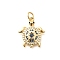 Brass Micro Pave Cubic Zirconia Pendants, Tortoise Charms, with Jump Ring, Rack Plating, Long-Lasting Plated, Lead Free & Cadmium Free, Real 18K Gold Plated, 19.5x17x3mm, Hole: 3mm