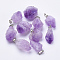 Natural Amethyst Pendants, with Platinum Tone Alloy Finding, Nuggets, 20~26x11~20x11~13mm, Hole: 5x2.5mm