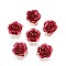 Rack Plating Alloy Pendants, with ABS Plastic, Cadmium Free & Lead Free, Rose Flower, FireBrick, Light Gold, 15~18x14.5x8mm, Hole: 1.5mm
