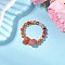 Natural Red Agate Beaded Rings, with Brass Beads & Elastic Crystal Thread, Inner Diameter: 19mm